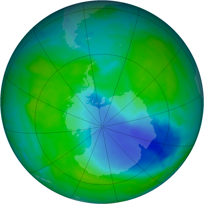 Antarctic ozone map for 16 December 2011